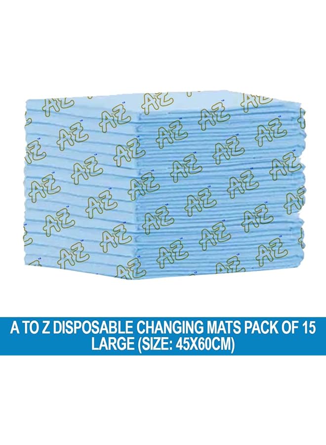 A TO Z Disposable Changing Pads/Mat (45 X 60Cm (15 Count) Extra Large Underpads Waterproof For Incontinence Heavy Absorb Chucks Pads For Kids Babies Pack Of 15 Blue - Image 2