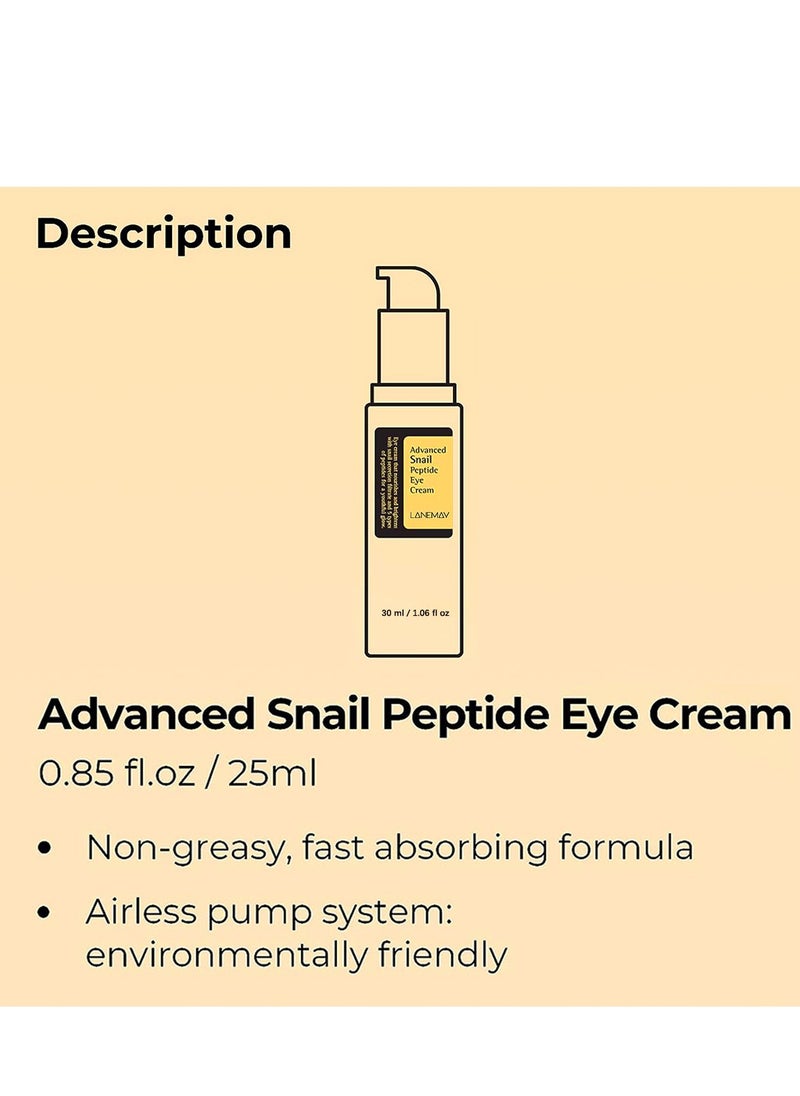 Advanced Snail Peptide Eye Cream With Snail Mucin And Niacinamide, Dark Circles and Puffiness,Anti-aging,Brightens, Reduces Puffiness, Dark Circles, And Fine Lines, Eye Treatment  30 ml - pzsku/ZAFF326855651C69414FFZ/45/_/1717749389/512877e4-82e9-4147-b7fb-6b11ab208de8