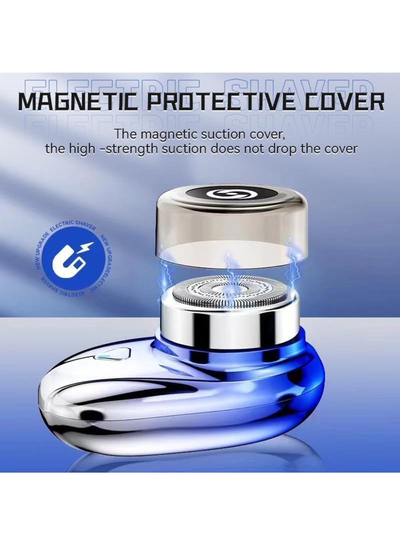 【Upgrade】 Mini Portable Razor, Waterproof Electric Razor, Magnetic Head, Travel Electric Razor, Long Lasting Shavers Powerful Waterproof for Wet for Beard, Hair, Body, Shaving (Blue) - Image 3