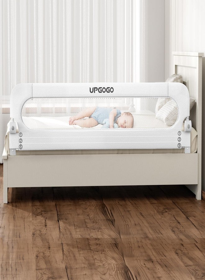 UPGOGO Folding Bed Rail for Toddlers,Safety Baby Bed Rail Guard,Kid Bed Rail with Reinforced Anchor Safety System,Bed Rail for Baby Fit Bunk,Full Size,Queen,King,Twin(White,71"x23.6") - Image 1