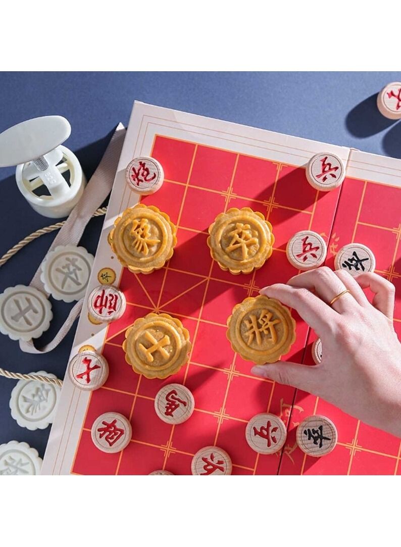 DubaiGallery قوالب كعكة القمر 6 قطع، أدوات صنع المعجنات وطوابع البسكويت اليدوية لمهرجان منتصف الخريف، قوالب كعكة القمر، أنماط وضع الزهور، قالب واحد، 6 طوابع، 50 جرام (أبيض). - Image 4