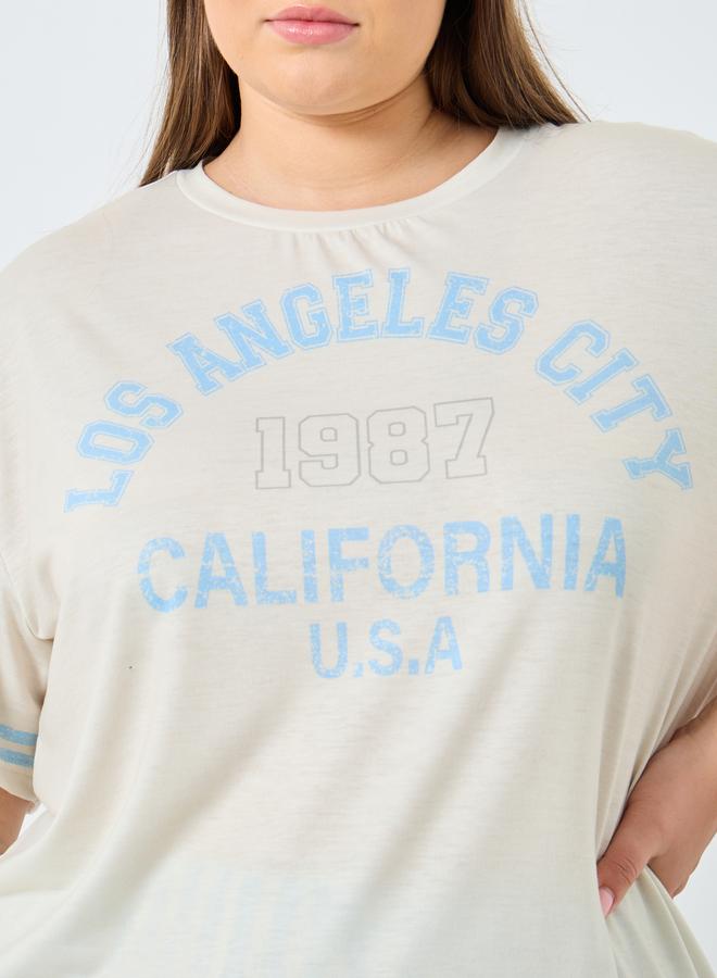 ستايلي طقم من بنطال بيجاما بمقاس كبير وتيشيرت مخطط - Image 3