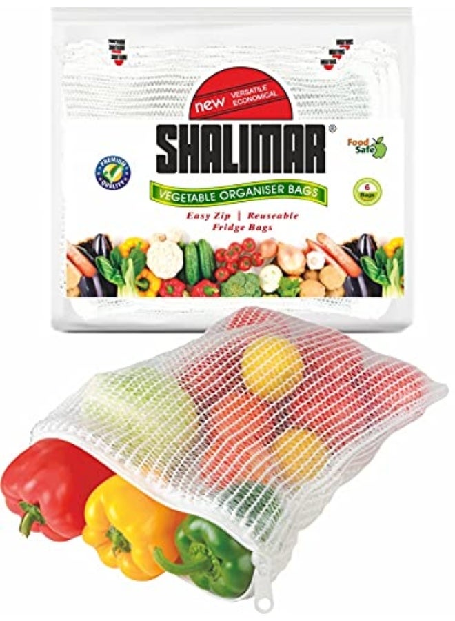 Shalimar Reusable Vegetable Fridge Bags – Pack of 6 – Eco-Friendly Multipurpose Mesh Bags for Fruits & Vegetables – Breathable, Washable & Durable Storage Bags – Natural Color - Image 2