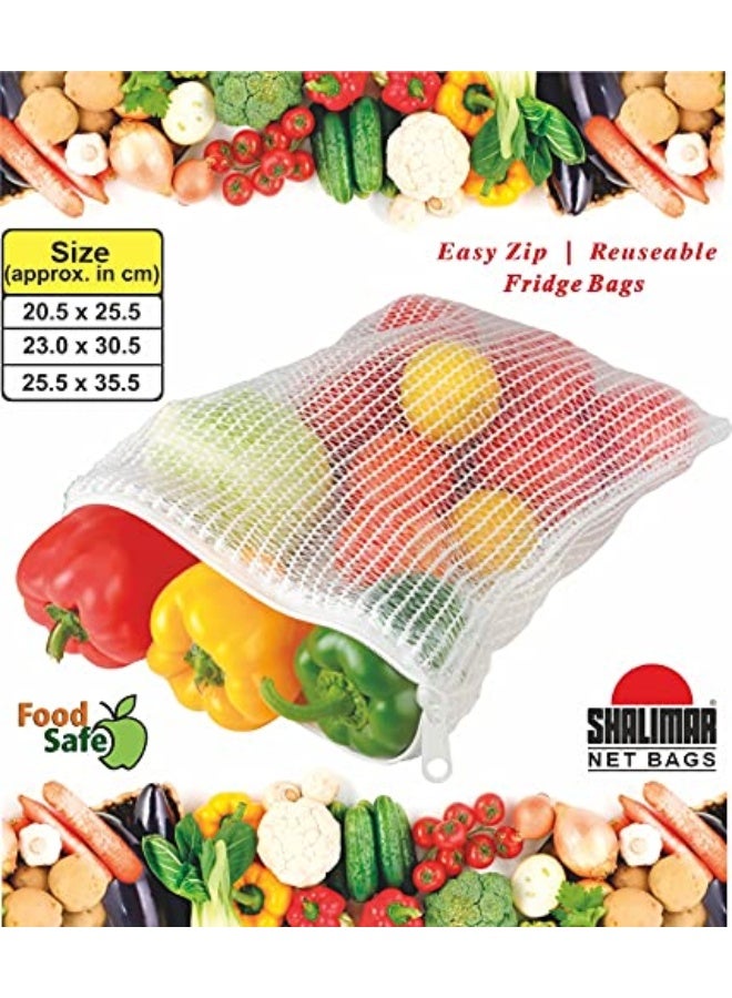 Shalimar Reusable Vegetable Fridge Bags – Pack of 6 – Eco-Friendly Multipurpose Mesh Bags for Fruits & Vegetables – Breathable, Washable & Durable Storage Bags – Natural Color - Image 3