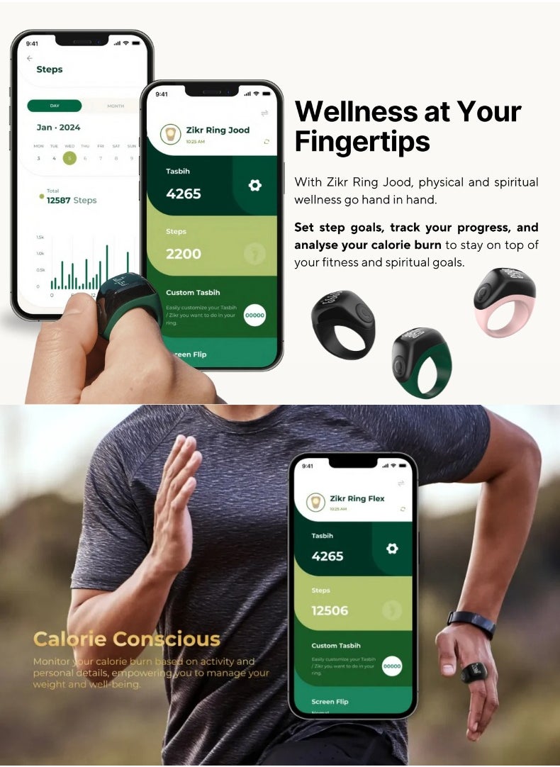 iQIBLA Smart Zikr Ring - JOOD | Green Edition  - Image 5