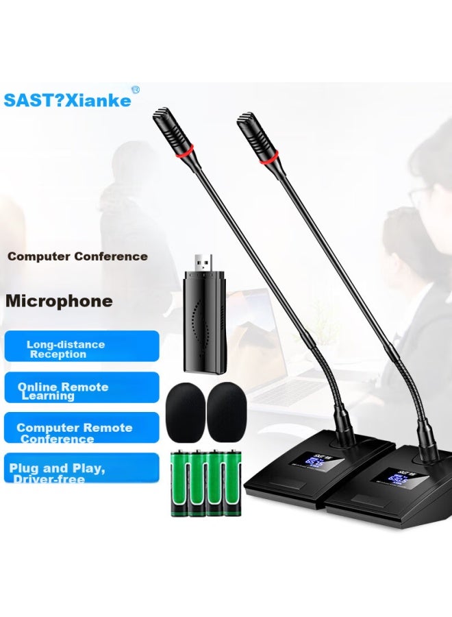 Sast Ok-112 Computer Usb Wireless Gooseneck Conference Microphone, For Desktop, Laptop, Tv, Ktv, Video Conference, Online Teaching, U-segment Dual-channel - Image 1