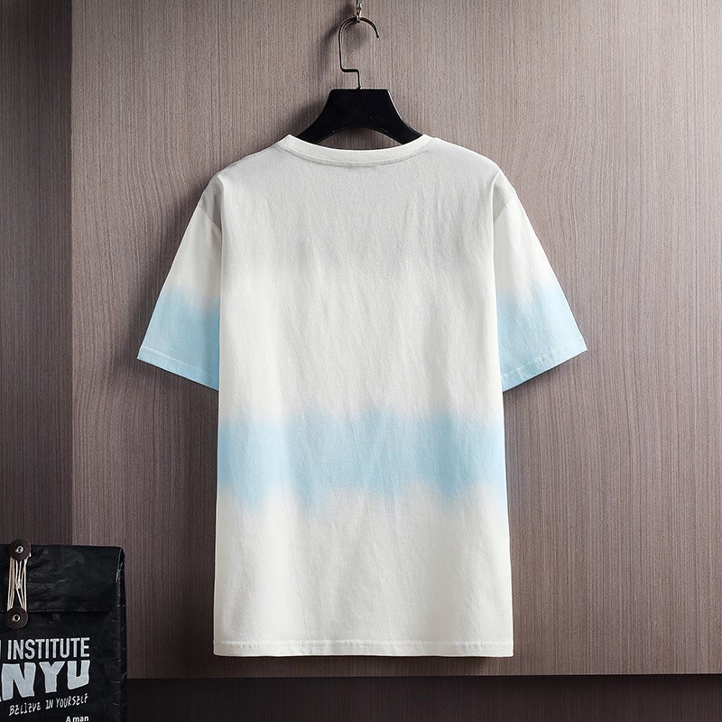 Short-Sleeved T-Shirt for Men, Pure Cotton, Summer Gradient Color, All-Cotton, Youth Round Neck, Half-Sleeve, Breathable Casual Top for Students - Image 5