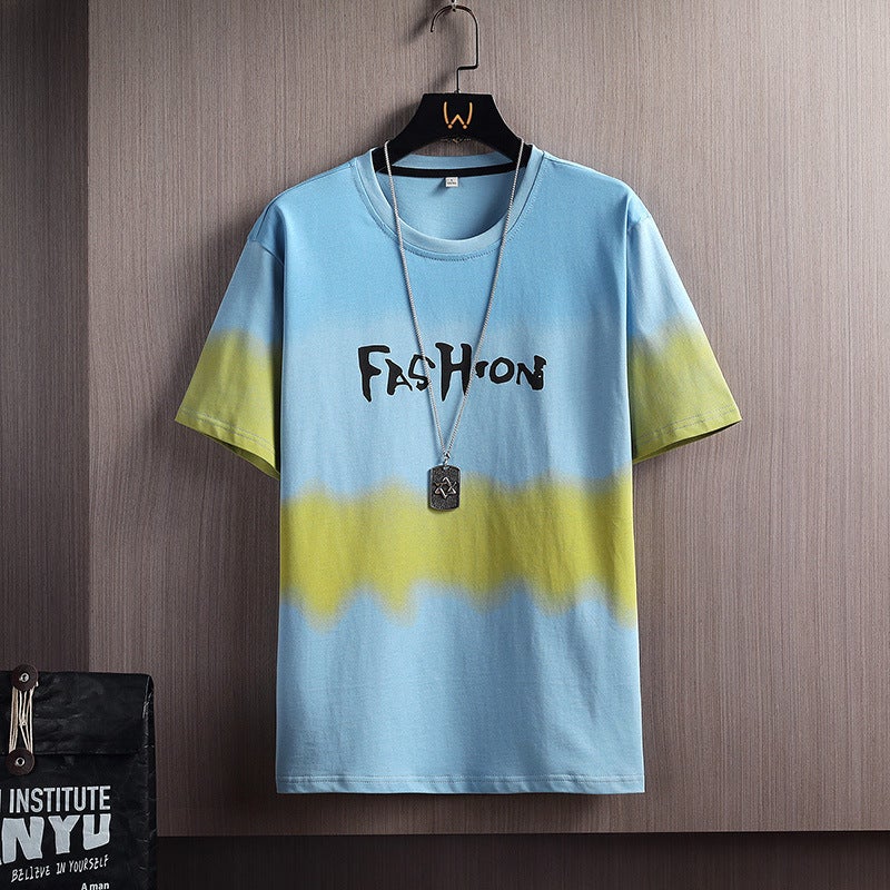 Short-Sleeved T-Shirt for Men, Pure Cotton, Summer Gradient Color, All-Cotton, Youth Round Neck, Half-Sleeve, Breathable Casual Top for Students - Image 4
