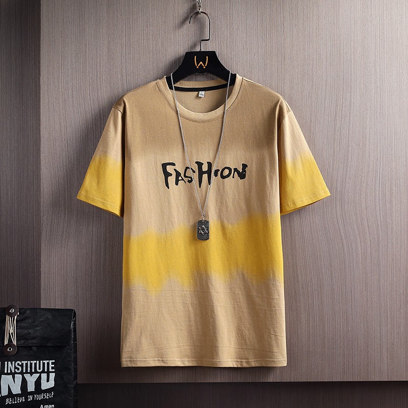 Short-Sleeved T-Shirt for Men, Pure Cotton, Summer Gradient Color, All-Cotton, Youth Round Neck, Half-Sleeve, Breathable Casual Top for Students - Image 3