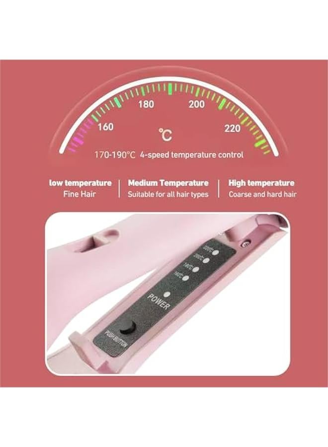 Big Wave Hair Curler, V Shaped Curling Iron, 32mm Waver Hair Curler, French Egg Roll Hair Crimper for Long Hair (Pink) - Image 3