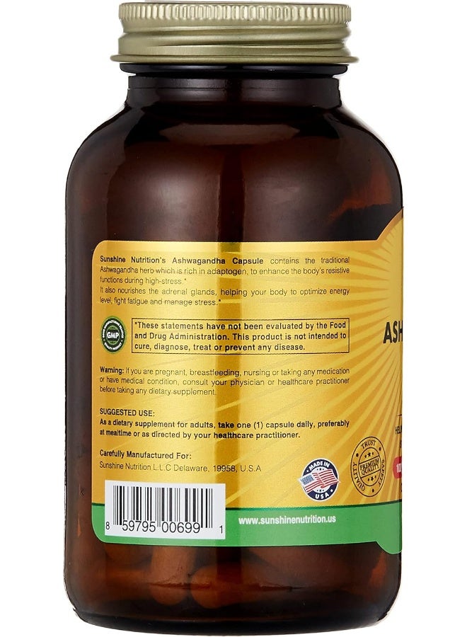 SUNSHINE NUTRITION Ashwagandha, 500 Mg 100 Capsules - Image 3