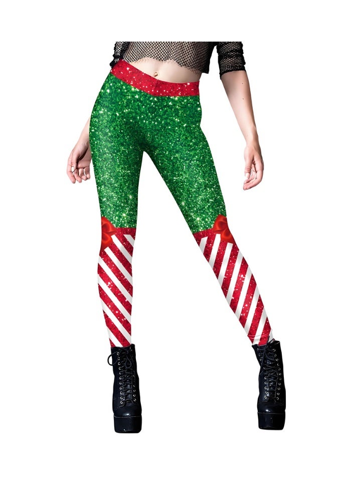 Loquat Womens Printed Christmas Leggings High Waist Xmas Tight Holiday Skinny Pants - Image 1