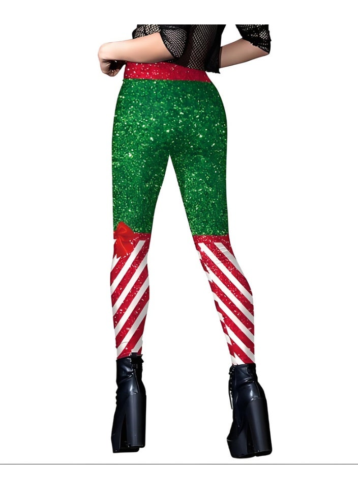 Loquat Womens Printed Christmas Leggings High Waist Xmas Tight Holiday Skinny Pants - Image 3
