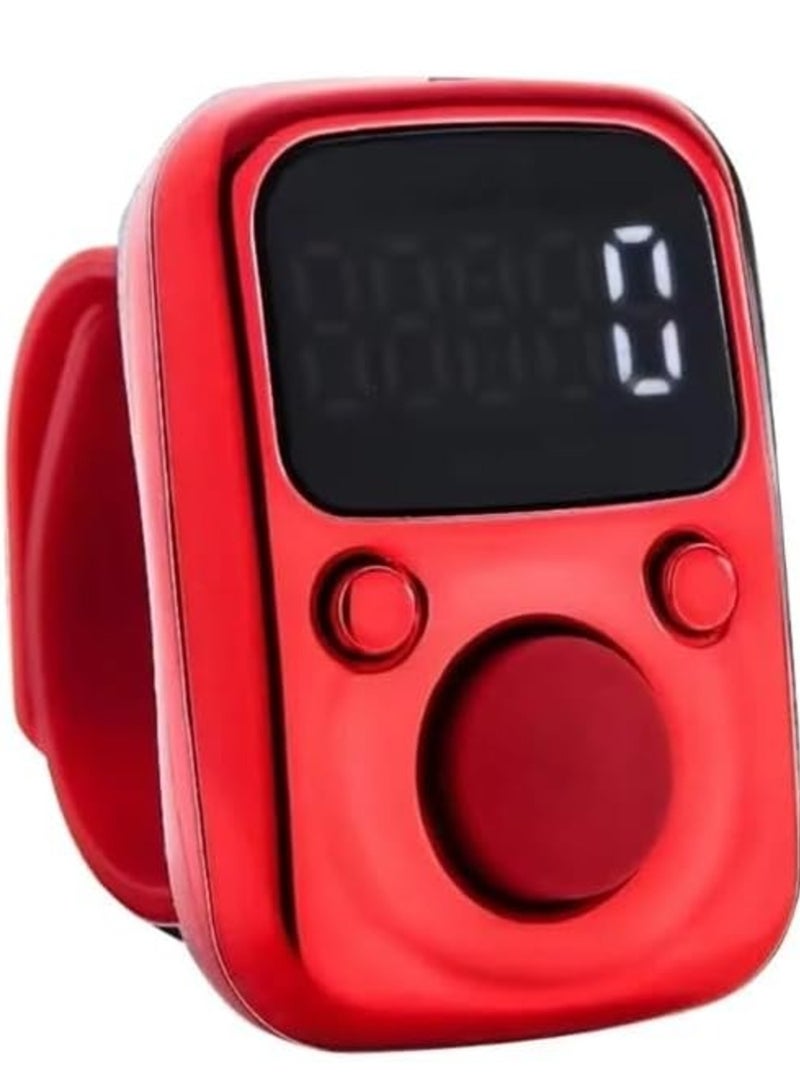 ELTRAZONE Electric Finger Counter with LED Display – Digital Dhikr Tasbih Ring, Glow in the Dark, Accurate Counting Device with Replaceable Battery (Red)  - Image 1