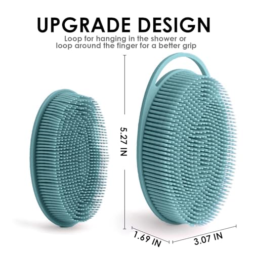 RamPula Silicone Body Scrubber – Dual-Sided Silicone Loofah for Shower, Set of 2 Soft Exfoliating Body Bath Shower Scrubber Loofah Brush Easy-to-Clean for Sensitive Kids Women Men All Kinds of Skin - Image 3