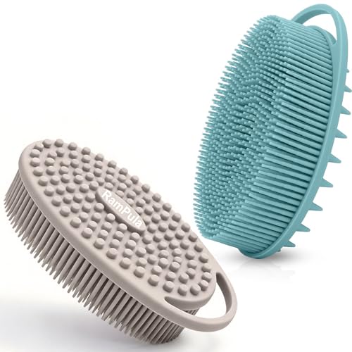 RamPula Silicone Body Scrubber – Dual-Sided Silicone Loofah for Shower, Set of 2 Soft Exfoliating Body Bath Shower Scrubber Loofah Brush Easy-to-Clean for Sensitive Kids Women Men All Kinds of Skin - Image 1