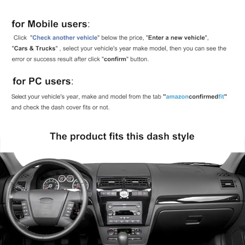 Fcovergurus Dash Cover Mat Custom Fit for Ford Fusion/Mercury Milan, Dashboard Cover Pad Carpet Protector F114 (Black) - Image 2