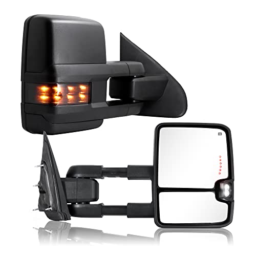 Sanooer Towing Mirror for Silverado Sierra -Compatible with 2014-2018 Chevy Silverado GMC Sierra With Power Operated Heated Glass Turn Signal Light&Running Light Driver&Passenger Sides - Image 1