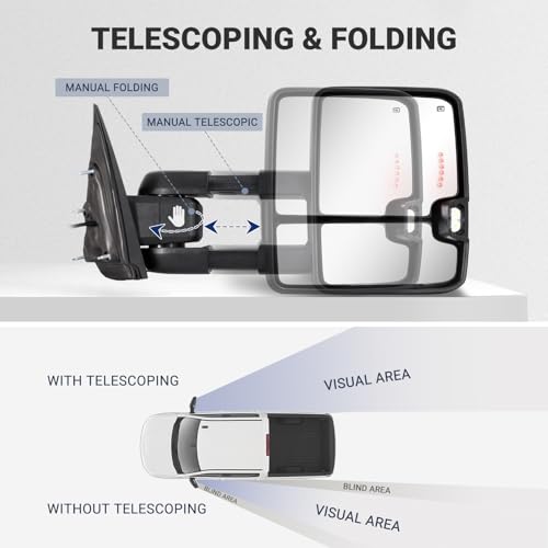 Sanooer Towing Mirror for Silverado Sierra -Compatible with 2014-2018 Chevy Silverado GMC Sierra With Power Operated Heated Glass Turn Signal Light&Running Light Driver&Passenger Sides - Image 4