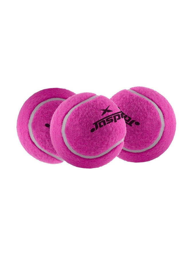 Jaspo Natural Rubber Synthetic Cricket Tennis Ball (Pack Of 3) Pink Light Weight (Pack Of 3) - Image 1