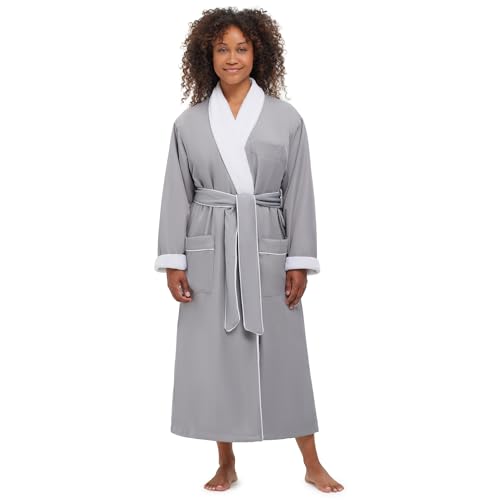 MONARCH Plush Lined Microfiber Bath Robe for Men or Women Soft Microfiber Shell with Polyester Lining Generously Sized ResortGrade Spa Hotel Robe with Pockets Machine Washable Mocha