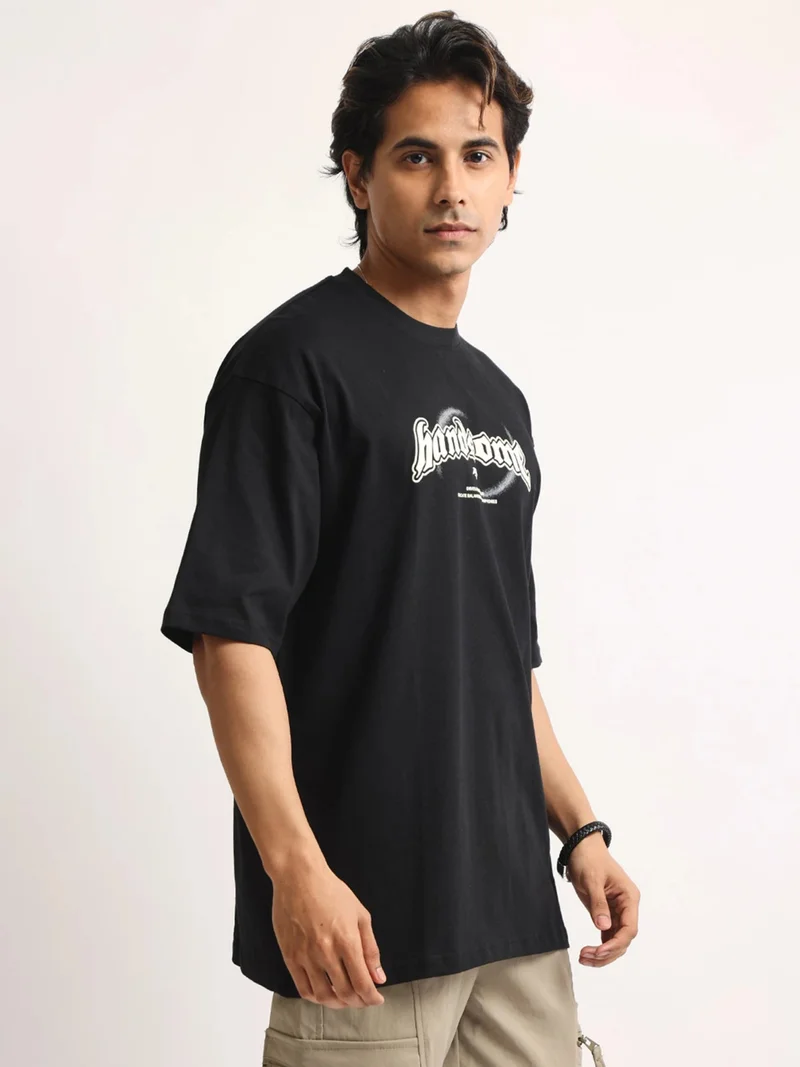 Maniac  Maniac Mens Printed Round Neck Half Sleeve Cream and Hunter Green Cotton Tshirt for Men | Best Price UAE
