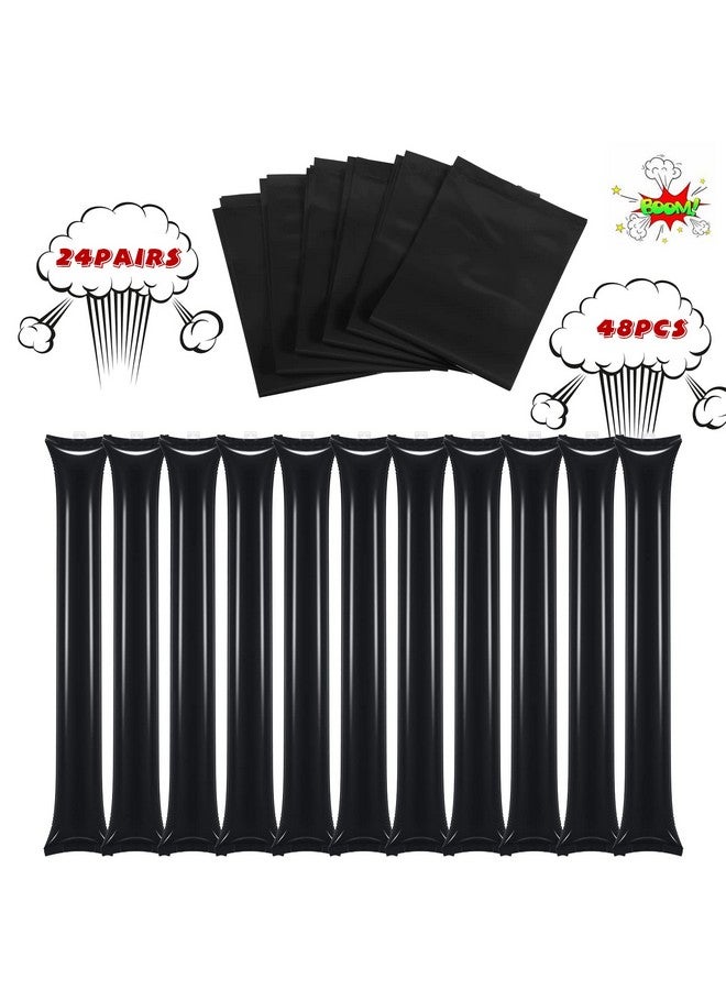 Civaner 48 Pcs Christmas Thunder Stick Team Spirit Boom Stick Cheering Stick Plastic Cheerleading Spirit Stick Clapper Inflatable Noise Maker Sports Supply(Black) - Image 2