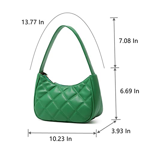 CYHTWSDJ Shoulder Bags for Women, Cute Hobo Tote Handbag Mini Clutch Purse with Zipper Closure (Green B) - Image 2