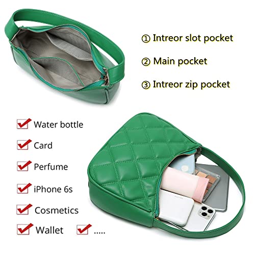 CYHTWSDJ Shoulder Bags for Women, Cute Hobo Tote Handbag Mini Clutch Purse with Zipper Closure (Green B) - Image 4