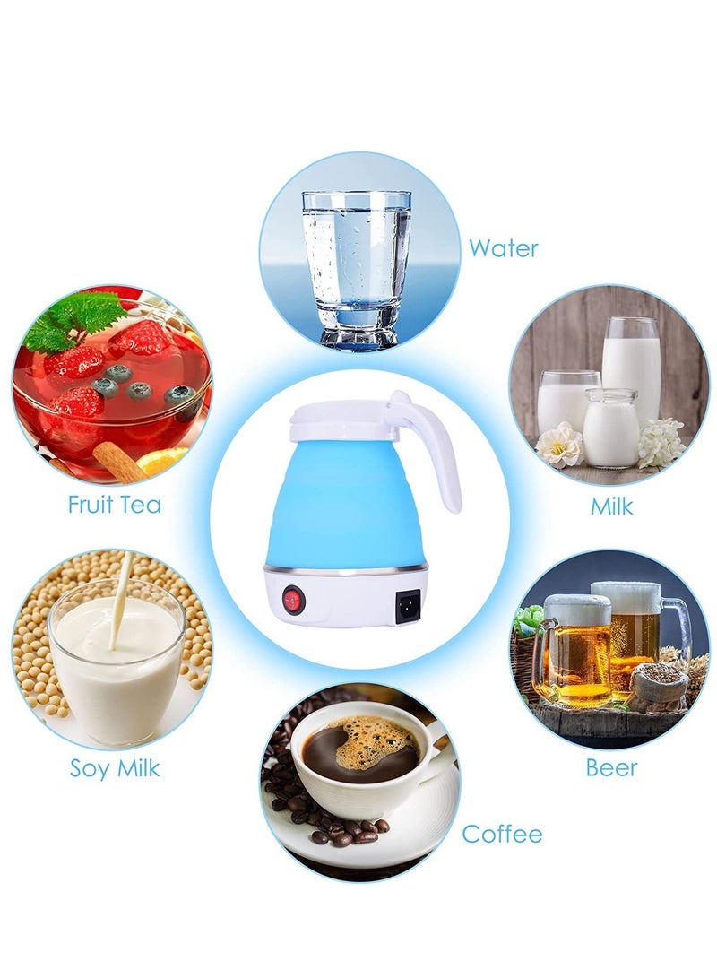 Travel Portable Foldable Electric Kettle Collapsible Water Boiler For Coffee Tea Fast Water Boiling 110V-220V 600ML Small Electric Kettle Travel Folding Water Boiler Portable Silicone Household - Image 4