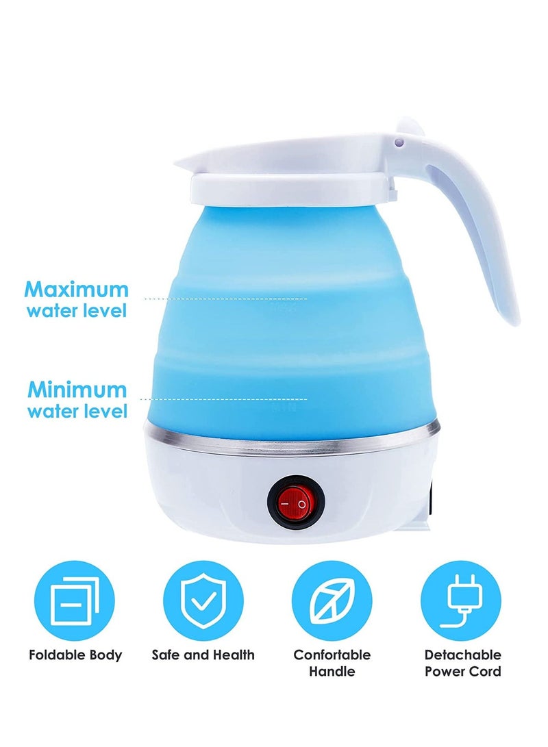 Travel Portable Foldable Electric Kettle Collapsible Water Boiler For Coffee Tea Fast Water Boiling 110V-220V 600ML Small Electric Kettle Travel Folding Water Boiler Portable Silicone Household - Image 2