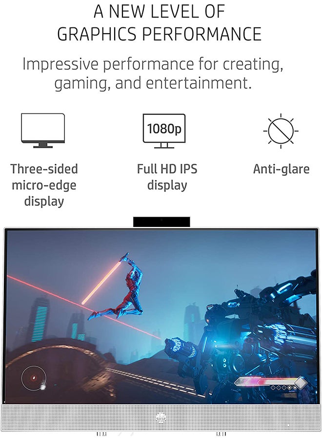 HP 24-dp1250 AIO Desktop With 23.8-Inch Display, Core i3-1115G4 Processer/8GB RAM/512GB SSD/Intel UHD Graphics English/Arabic English/Arabic Snow White - Image 4