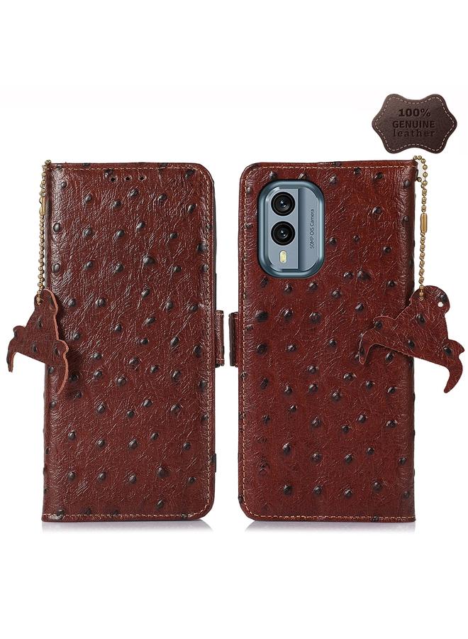 S-TOP Case For Nokia X30 5G Ostrich Pattern Genuine Leather RFID Phone Case - Image 1
