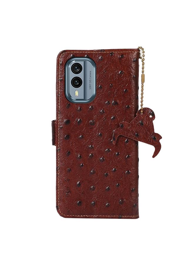 S-TOP Case For Nokia X30 5G Ostrich Pattern Genuine Leather RFID Phone Case - Image 3