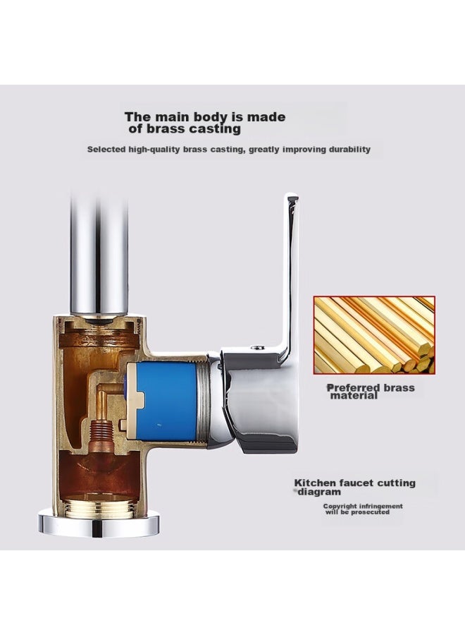 Larsd Kitchen Faucet, Hot And Cold Sink Faucet, Copper Body Sink Faucet With 80cm Pipe F04 - Image 2