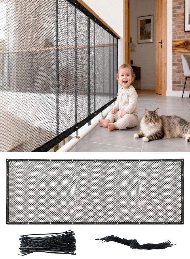 BEBONO Banister Guard Safety Net 15 x 3 ft, Child and Pet Protection for Balcony and Stair, Black - Image 1