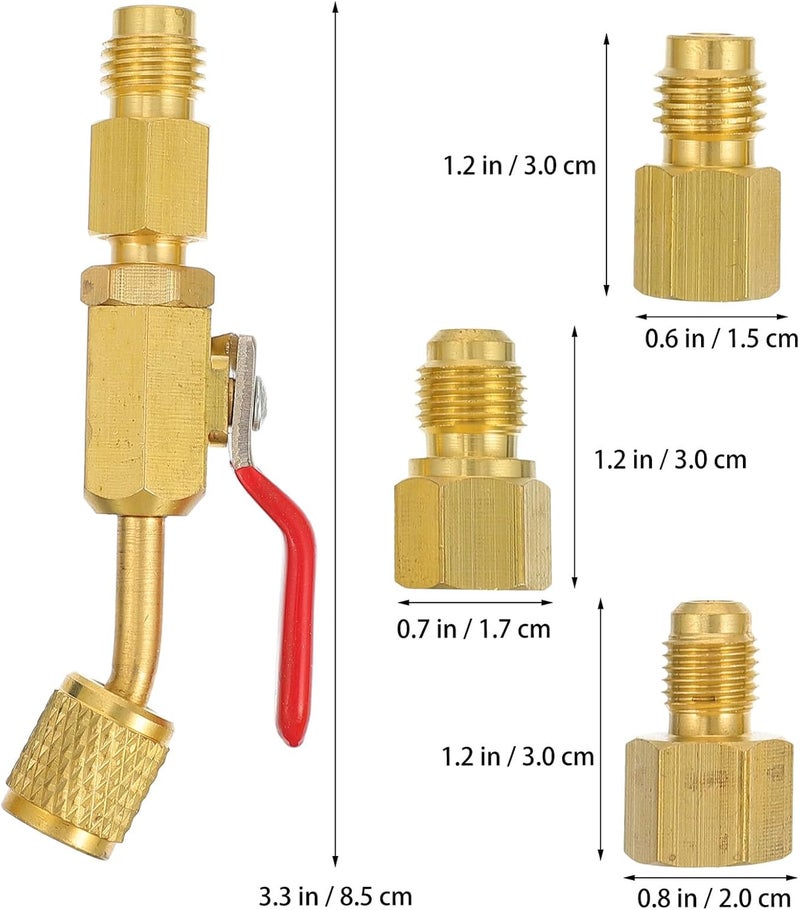 Ciieeo 3pcs Compact Copper Angled Ball Valves for Automotive Ac Shut-off, Hvac Maintenance Valves with Flare Connection - Image 2