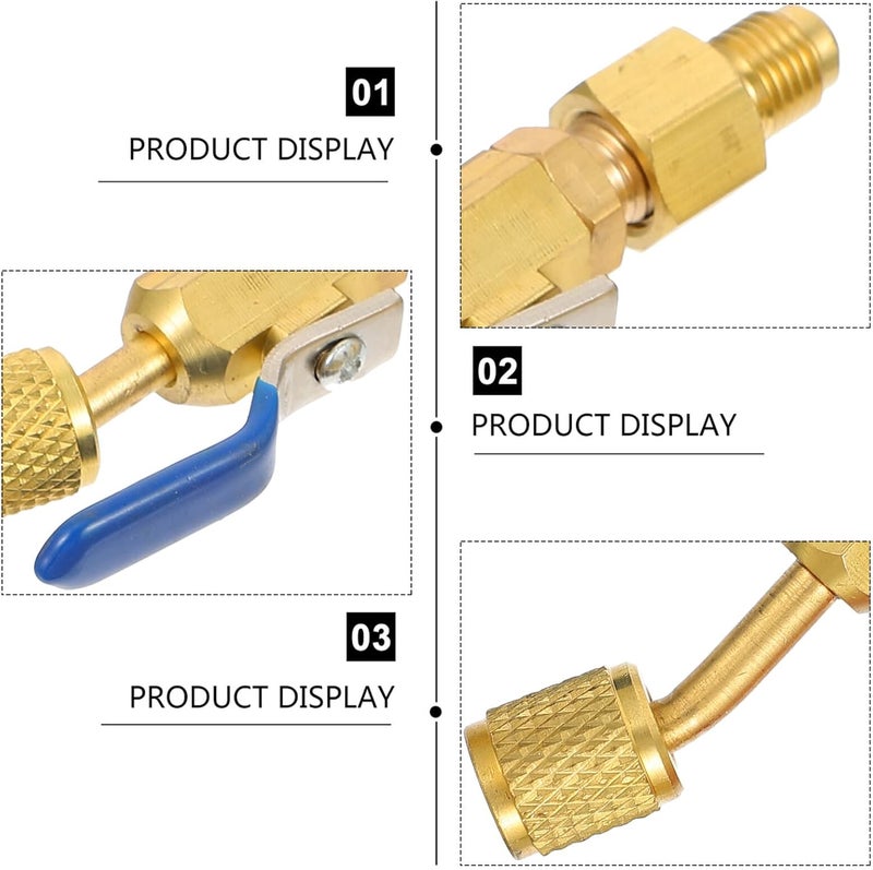 Ciieeo 3pcs Compact Copper Angled Ball Valves for Automotive Ac Shut-off, Hvac Maintenance Valves with Flare Connection - Image 3