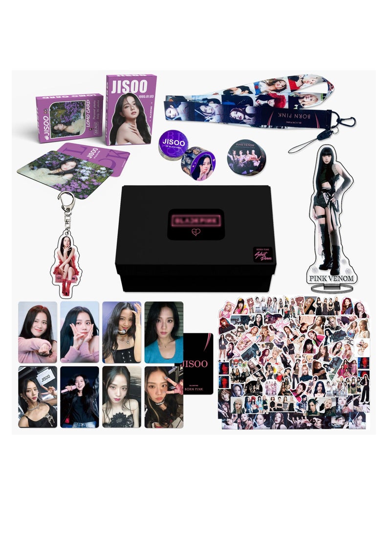 Generic Blackpink Born Pink Jisoo Single Album Big Gift Box With 55-Pcs Lomo Cards,93-Pcs Stickers,Photo Card*8,Hand Account Tape*2,Acrylic Stand,Keychain,Lanyard - Image 1
