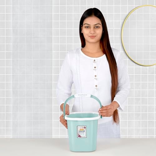 RATAN PLASTICWARE Premia Bucket (5L X 3) - Mint|Light Weight and Easy to Carry|PerfecBathroom Bucket | Water Storage | Perfect for Mopping | Double Moulded | 5 LTR - Image 4