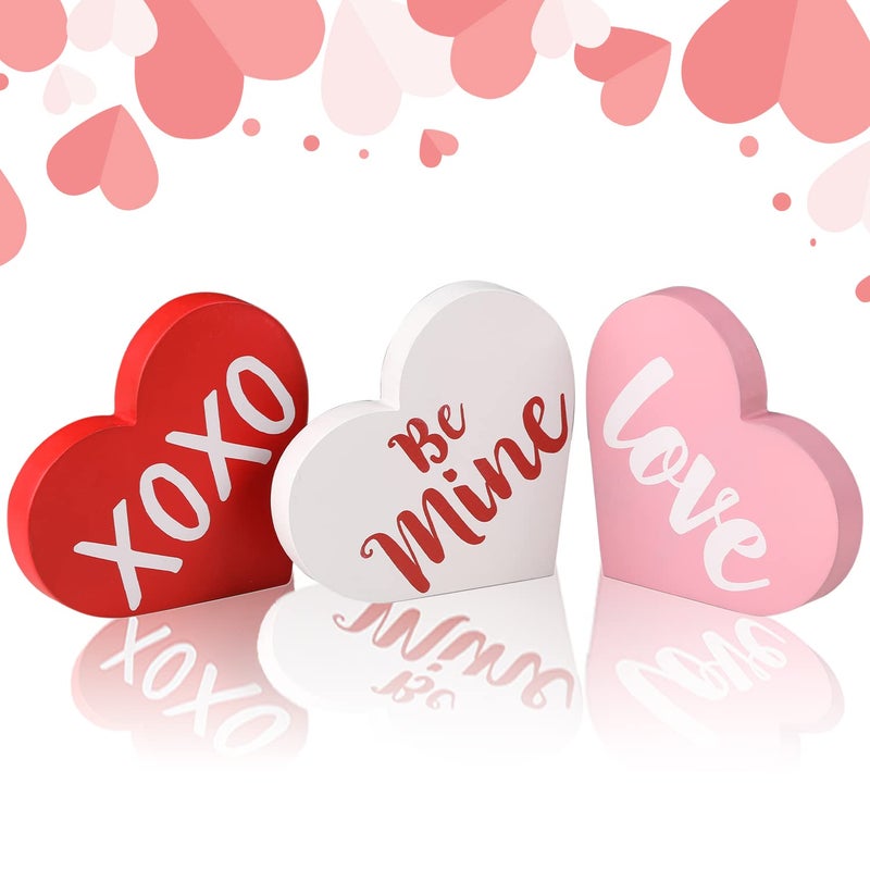 NEWLIGHTURE Valentine's Day Decorations  Wood Heart Shaped Sign  Freestanding Table Decor for Tiered Trays  Romantic Wooden Home D?cor for Valentine's Day and Weddings - Image 1