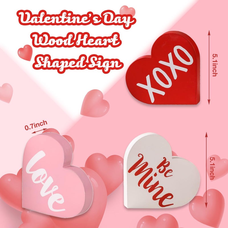 NEWLIGHTURE Valentine's Day Decorations  Wood Heart Shaped Sign  Freestanding Table Decor for Tiered Trays  Romantic Wooden Home D?cor for Valentine's Day and Weddings - Image 3