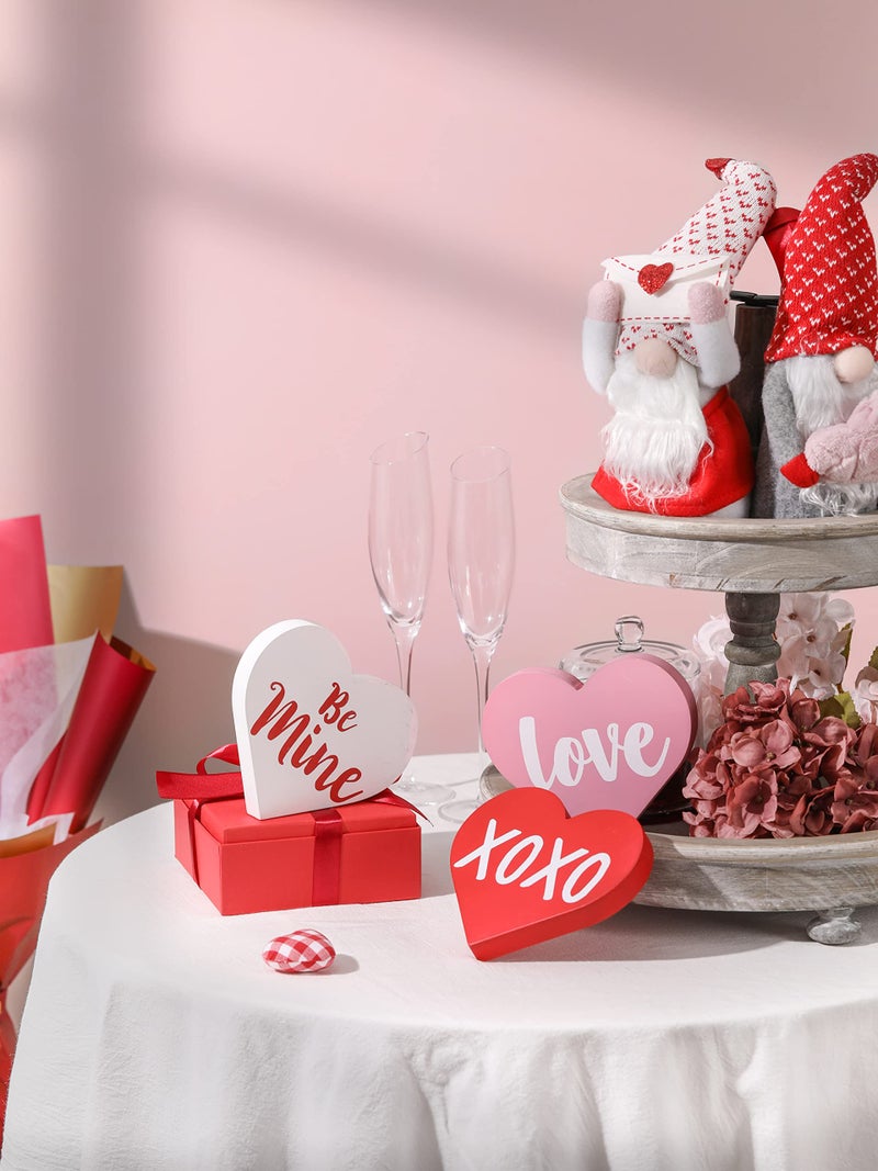 NEWLIGHTURE Valentine's Day Decorations  Wood Heart Shaped Sign  Freestanding Table Decor for Tiered Trays  Romantic Wooden Home D?cor for Valentine's Day and Weddings - Image 2