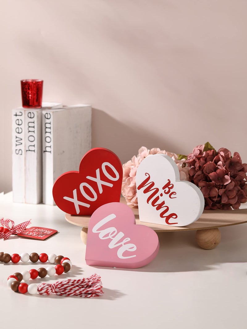 NEWLIGHTURE Valentine's Day Decorations  Wood Heart Shaped Sign  Freestanding Table Decor for Tiered Trays  Romantic Wooden Home D?cor for Valentine's Day and Weddings - Image 4