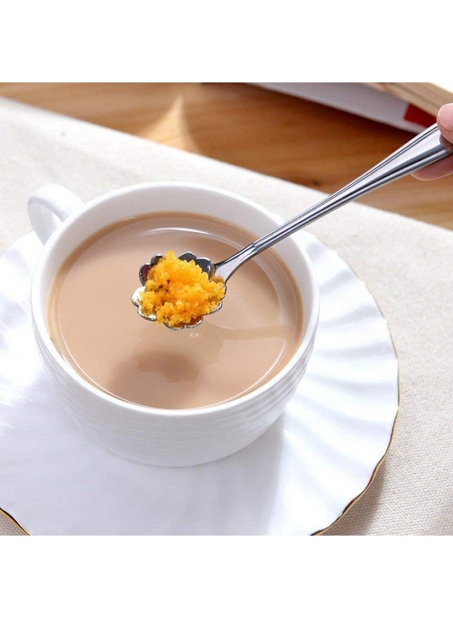 Home-Cloud HomeCloud Golden Spoon Set/Coffee Spoon/Dessert Spoons/Cutlery Kitchen Tableware/Stainless Steel Gold Different Shape Coffee Spoons, Set of 4 Pcs,24 Centimeter (Silver) - Image 2