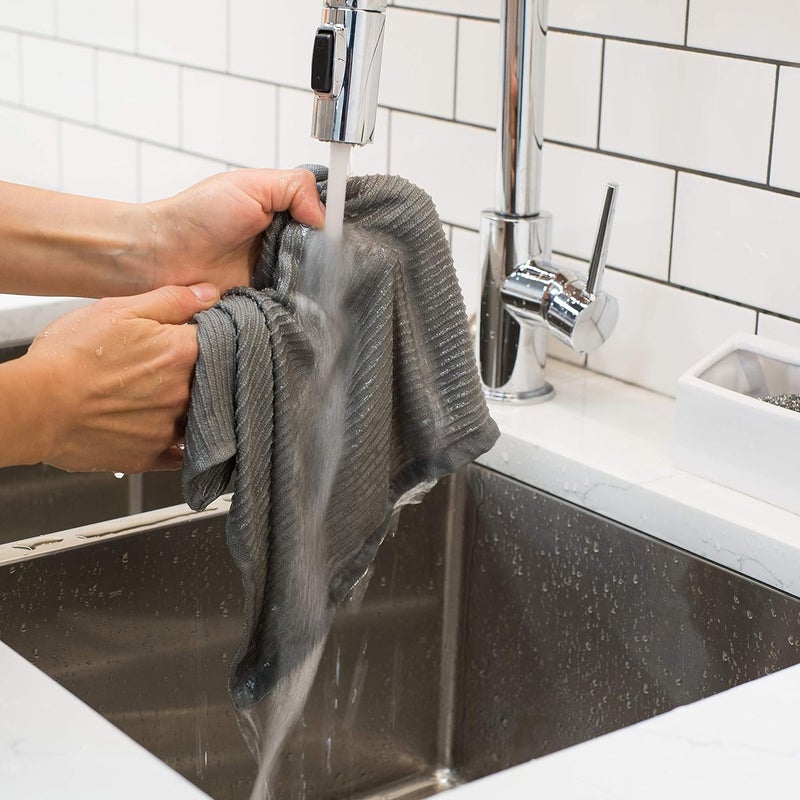 Now Designs Ripple Kitchen Dishcloth, Set of 4, London Grey - Image 5