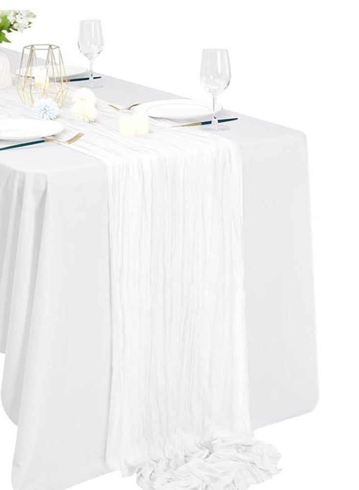 Captaintech Cheesecloth Table Runner, 10Ft x 35" Rustic Gauze Boho Wedding Table Runner Decoration, Vintage Table Centerpieces, Table Cloth, for Wedding Reception Bridal Shower Birthday (1 Pack White) - Image 1