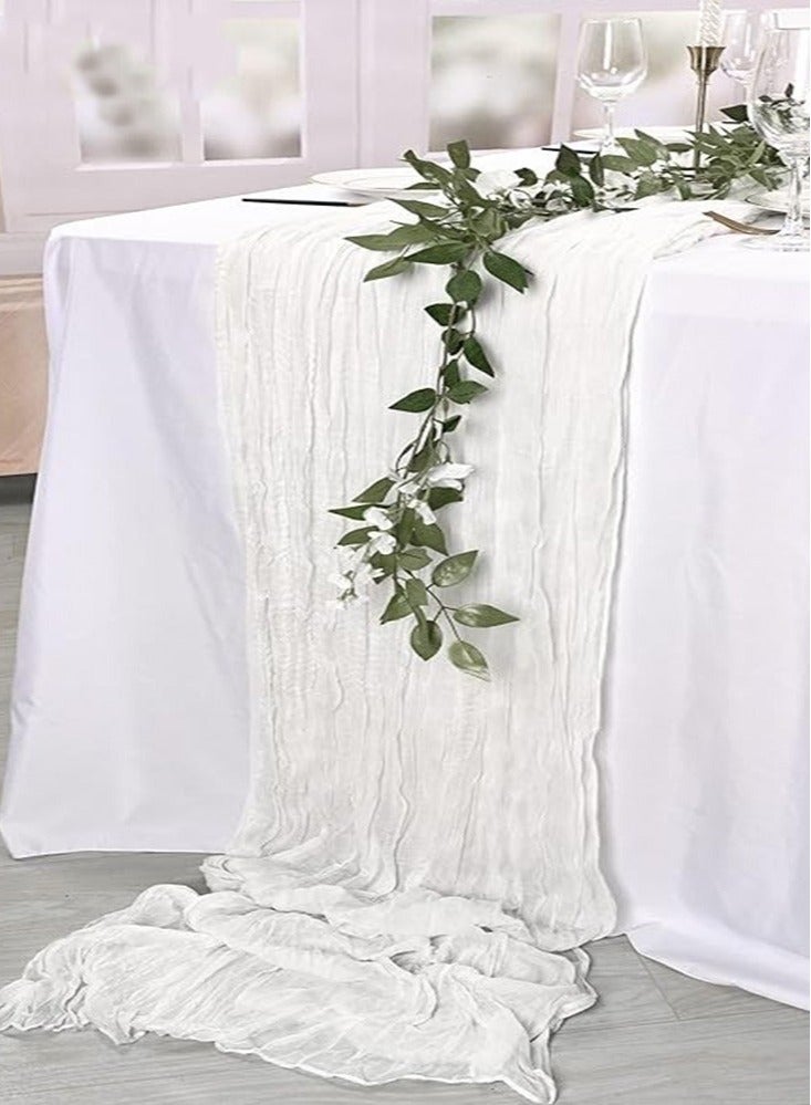 Captaintech Cheesecloth Table Runner, 10Ft x 35" Rustic Gauze Boho Wedding Table Runner Decoration, Vintage Table Centerpieces, Table Cloth, for Wedding Reception Bridal Shower Birthday (1 Pack White) - Image 4