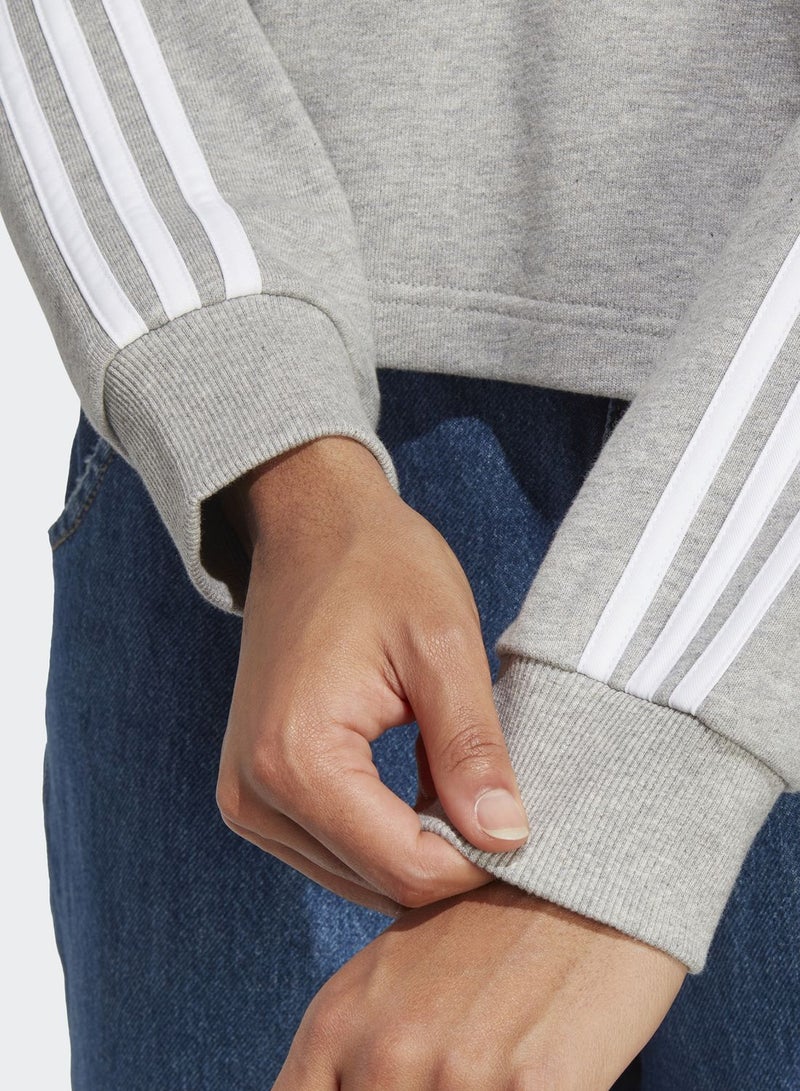 3 Stripe Essential French Terry Cropped Hoodie
