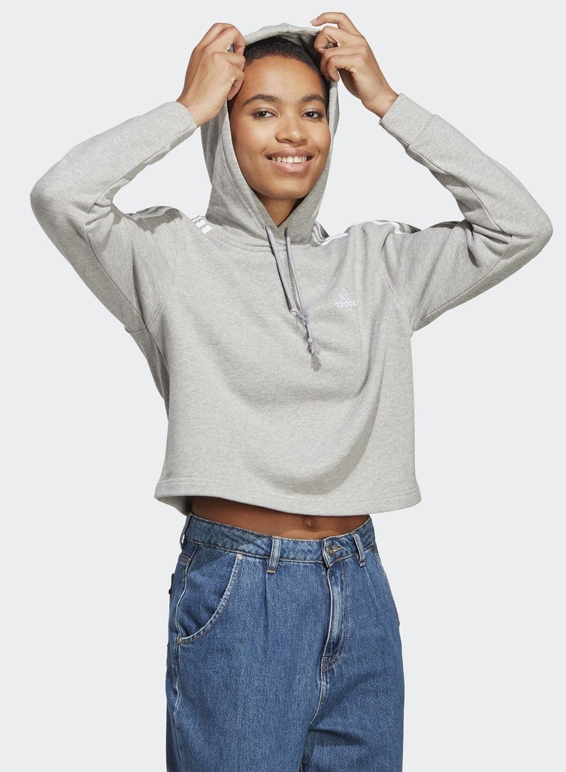 3 Stripe Essential French Terry Cropped Hoodie